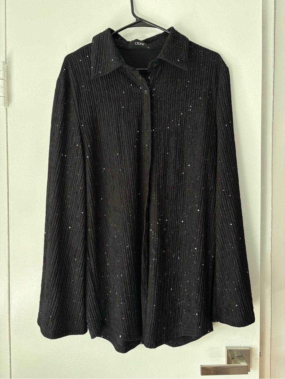 Cider Black Sparkle Button-Down Shirt and Pants